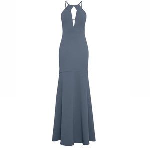 BCBGMAXAZRIA Front Cutout Halter Gown